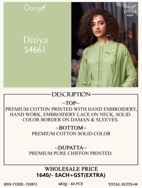 Ganga ditiya 4661 dress material wholesaler in indiamart